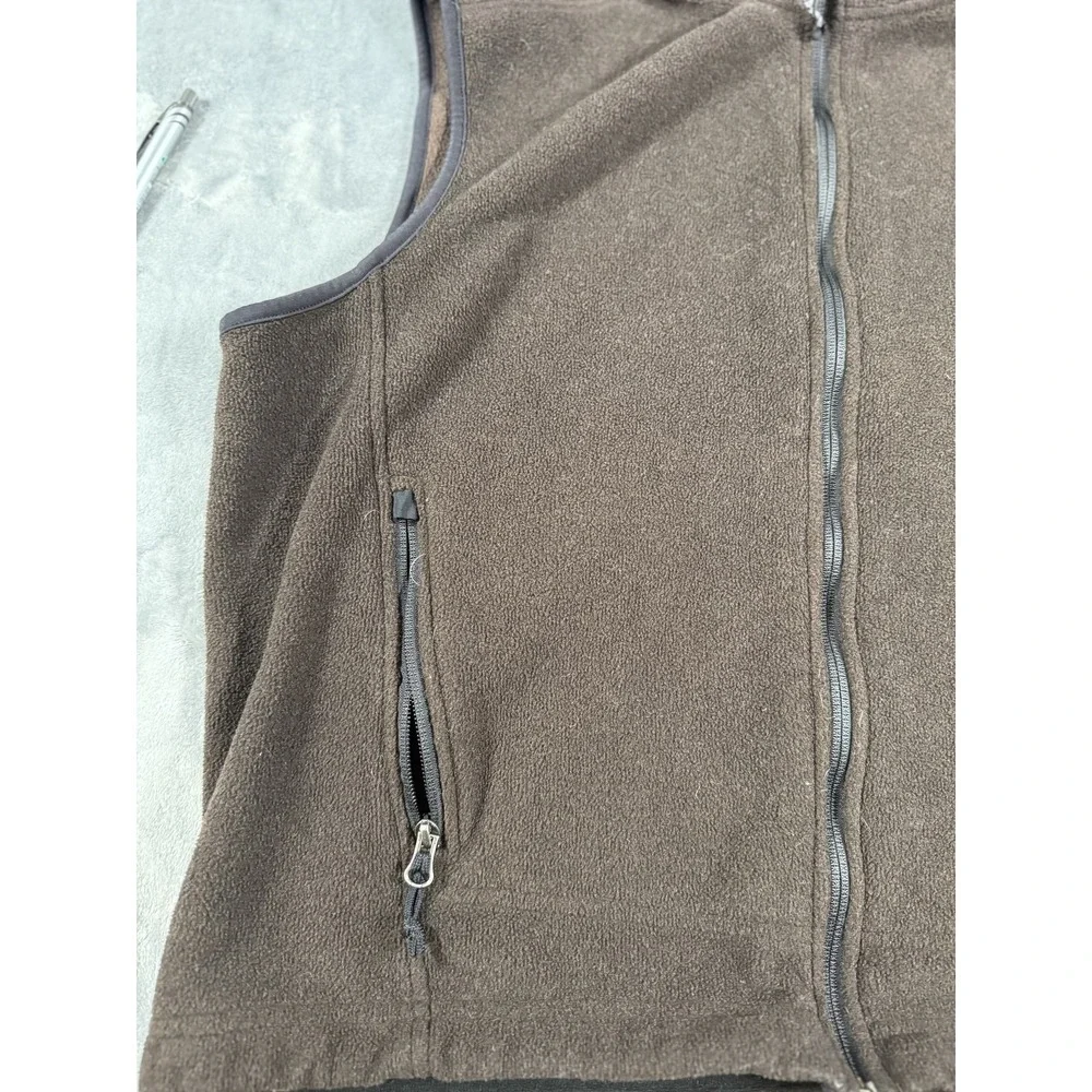 Eddie Bauer Men's Large Brown Polartec Fleece Full Zip Vest Outdoor Layering